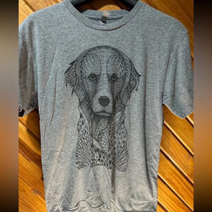 Next Level Apparel Gray Short Sleeve Men T-Shirt Round Neck Med Dog Graphic